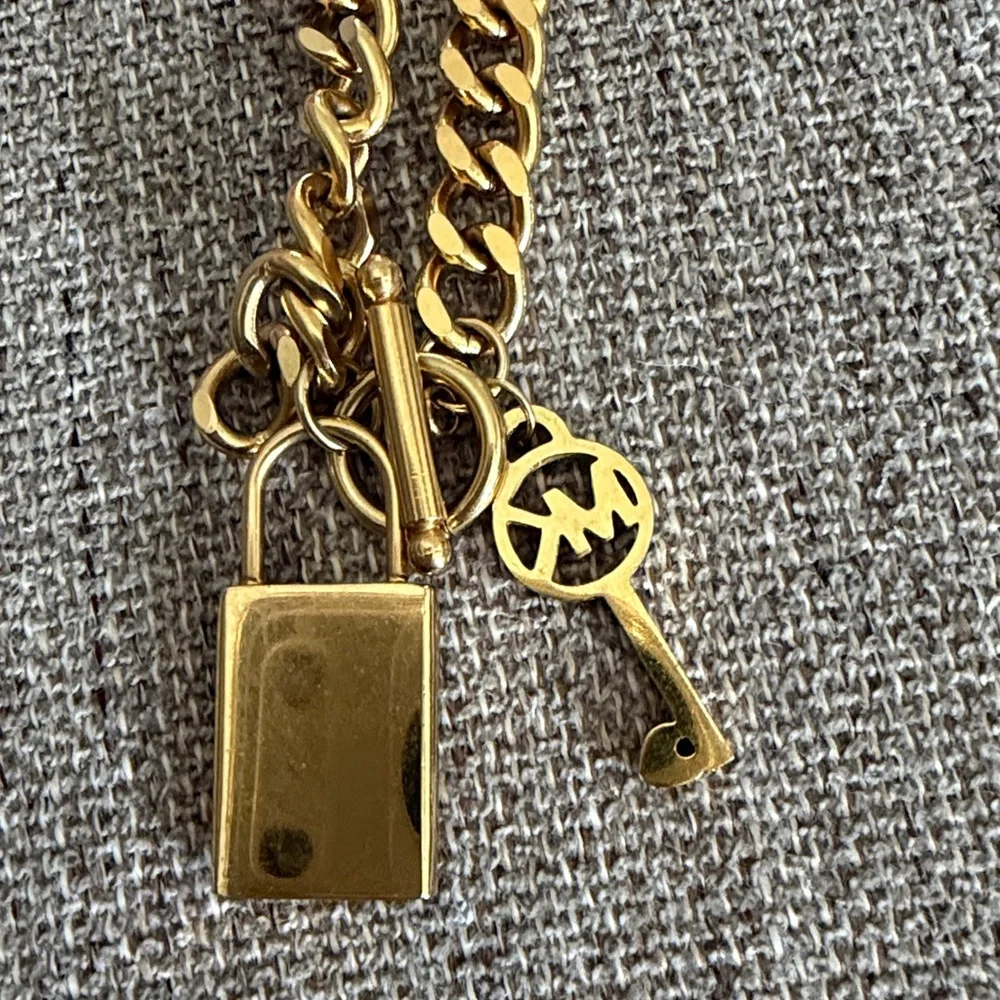 Michael Kors Gold Chain Bracelet with Padlock and Key Charms - Picture 3 of 4